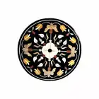 15" Inlay stone Work Coffee Table Top Black Round Shape Marble Corner side Table