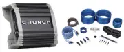 Crunch PZ2-1530.2D Compact 2 Channel 1500 Watt Class D Car Amplifier+Amp Kit
