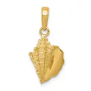 14K Yellow Gold Solid Polished Conch Shell Pendant
