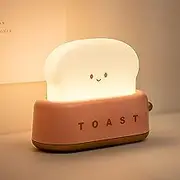 Toast Night Light，Kids Night Light,Cute Lamp for Bedroom, Nightlight for Children Portable Bedroom Bedside Sleep Light Timer, Birthday Gifts for Girls Baby