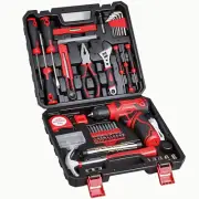 Tool Set - Tool Kit with 8V Cordless Drill, 132 Piece Tool Box with Drill, Home
