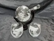 World Globe Liqueur Decanter Set with Two Glasses – Elegant & Unique Barware Gif
