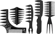 5 Pcs Hair Comb Styling Set Tail Combs Double Side Brushes Afro Pick Pik Comb African American Hair Brush Barber Accessories