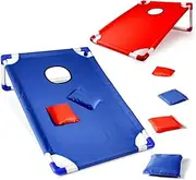 Portable Lightweight Outdoor Bean Bag Toss for Backyard, Camping - Red Corn Hole Board with 6 Bean Bags (Durable & Waterproof)