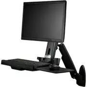 StarTech.com Wall Mount Workstation, Full Motion Standing Desk, Ergonomic Height Adjustable Monitor & Keyboard Tray Arm