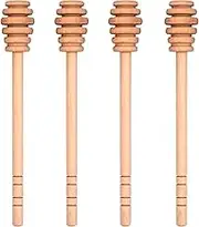 4PCS Honey Mixing Stirrer, 6.3 Inches Wooden Honey Dipper, Smooth Honey Comb Stick, Honey Spoon Collecting Dispensing Drizzling Jam (Straight Handle)