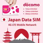 日本旅行 SIM 卡 7/15/30 天 (3/5/10/20/30/50 GB) 4G SIM 卡, DOCOMO K