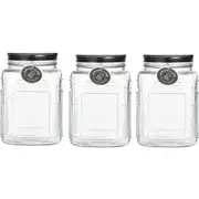 3PK Lemon & Lime Ascot Glass Jar 1.5L Kitchen Storage Canister Container Clear