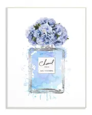 Stupell Blue Flowers Perfume Bottle Watercolor by Amanda Greenwood