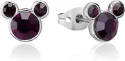 [Disney] Women's Mickey FEB Birthstone earring Stud Earrings, Silver, 1CM