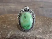 Native American Sterling Silver & Sonoran Turquoise Ring by Benally - Size 6