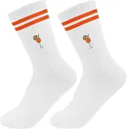 [HUKUMA] Embroidered Aperol Spritz Socks, Tennis Socks Women, Funny Sports Socks, Aperol Costume Accessories