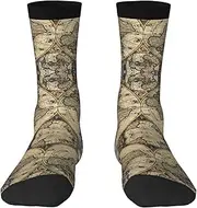 [Ghjkfbf] Ancient Map World Globe Print Novelty Unisex Socks Colorful Stylish Crew Socks Casual Dress Gifts For Men Women