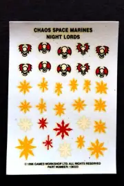 Warhammer Chaos Space Marines Night Lords Original Transfer Sheet