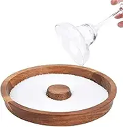 Three Oaks Acacia Wood Margarita Cocktail Salt Rimmer,Glass Bar Salt Sugar Rimming,Rimmer for Wide Glasses up to 5.5" Diameter