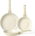 Nonstick Frying Pan Set, Set of 3 Non Stick Frying Pans, White Granite Induction