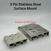 3 pin 50 Amp Anderson plug Surface Mount Stainless Steel + Plugs