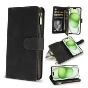 ZZXX for Case Wallet with [RFID Blocking] Card Slot iPhone 15 Plus Black