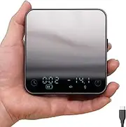 MiiCoffee Minipress Coffee Scale, Auto Timer for Espresso and Pour-Over Coffee, Aluminum Body & Glass Top