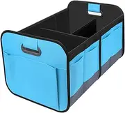 Generic Car Trunk Organizer Trunk Storage Organizer Folding Oxford Cloth Multi Compartment Stowing Tidying Gifts Storage Box, Blue