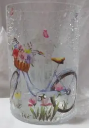 Yankee Candle Clear Crackle Large Jar Holder J/H ART IN THE PARK bike birdhouse