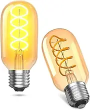 Lamptobe E27 LED Light Bulb T45, 4W Vintage Edison Bulb Screw Retro Dimmable Warm White 2700K Amber Glass LED Bulb Equivalent 40W, Decorative Light Bulbs-2 Pack