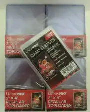 ULTRA PRO REGULAR 3X4" TOPLOADERS 35PT (4X 25) 100 COUNT + 100 SLEEVES NEW