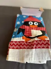 Christmas Dish Towel Set Penguins 1 Towels, Oven Mitt and Potholder