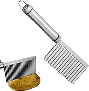 Wavy Cutter for Veggies - Stainless Steel Ergonomic Crinkle Cutter - Labor-Saving Potatoes Cutting Tool, Portable Wavy Slicer for Kitchen