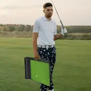Golf Hitting Mat With Golf Ball Tray, Artificial Turf