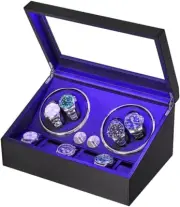 ANWBROAD Watch Winder for Automatic Watches 4 Watch Rotator and 6 Extra Storages