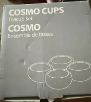 Set Of 4 Steeped Tea Cosmo Cups Clear Double Walled Glass, Brand New In Box
