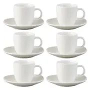 6x Ecology Elegant Tableware Porcelain Haven Espresso Cup & Saucer 80ml White