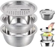 Colander Strainer Set with Grater,Multifunctional 304 Stainless Steel Basin with