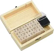 Yansanido 36pcs/Set Wooden Box Multipurpose Number A-Z Alphabet Letter Wood Rubber Stamp (36pcs Number and Alphabet)