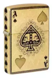 Zippo 46388, Ace of Spades-Skulls Design, 540 Fusion Tumbled Brass Lighter