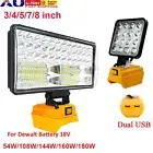 18V LED Work Light For Dewalt Battery 2 USB Workshop Flashlights Torch Camping