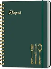 LuBudingJoy Blank Recipe Book to Write in Your Own Recipes. Sprial Hardcover Blank Cookbook, Recipe Journal Hold 150 Recipes(Black Green)