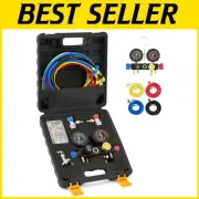 Durable 4-Valve Automotive AC Manifold with Color-Coded Hoses for Precision