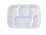 Yanco China NS-803W Nessico White Melamine 13" x 9.5" 6 Compartment Plate- 1 Doz