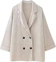 [Zadaos] Women's Suit Sets Double-Breasted Blazer Top High-Waisted Wide-Legged Pants Two-Piece Suit