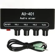 4 Channel Line Mixer, Donner Low Noise Mini Audio Mixer DC 12V with AC Adapter, Ideal for Microphones, Guitars, Keyboards, Small Clubs, Bars and Stage Sub Mixer