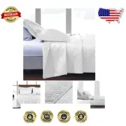 Geometric Luxury King Quilt Set with Pillow Shams - Silk Soft for All Seasons