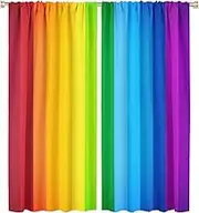 Colored Rainbow Window Curtains, Abstract Rainbow Perspective Background Window Treatments Weather Happiness Nature Concept Window Drapes for Boy Girl Playroom Bedroom Living Room 42x54in(Decor)