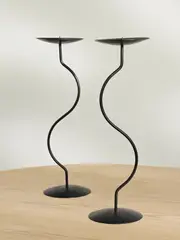 [Fourth Street] Fourth Street - Dancing Duo Set Of Two Iron Candlesticks - Black - One size One size Black