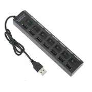 7 Ports LED USB 2.0 Adapter Hub Power on/off Switch For PC Laptop BK Multi-socket Hub With Switch Cord Hot Sale