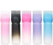 Root Comb Applicator Bottle 6 Ounce, 5 Pack Oil Applicator for Hair Dye, Bottle Applicator Brush with Graduated Scale