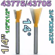 2 pc 1/4" Sh. 14° Dovetail Router Bit Set For Omni jig (43775+43705) S