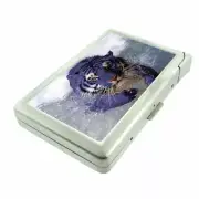 Blue Tiger Em1 Cigarette Case with Built in Lighter Metal Wallet
