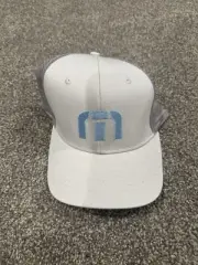 Travis Mathew Hat Cap Snap Back Gray Blue Trucker Mesh Short Par 4 Golf OSFM NEW